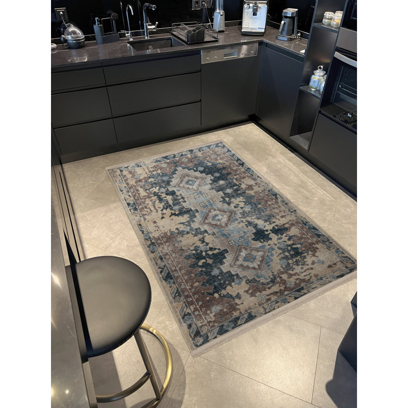 Tapis décoratif rétro multicolore clair, Rectangle 4 pi 11,06 po x 9 pi 10,11 po