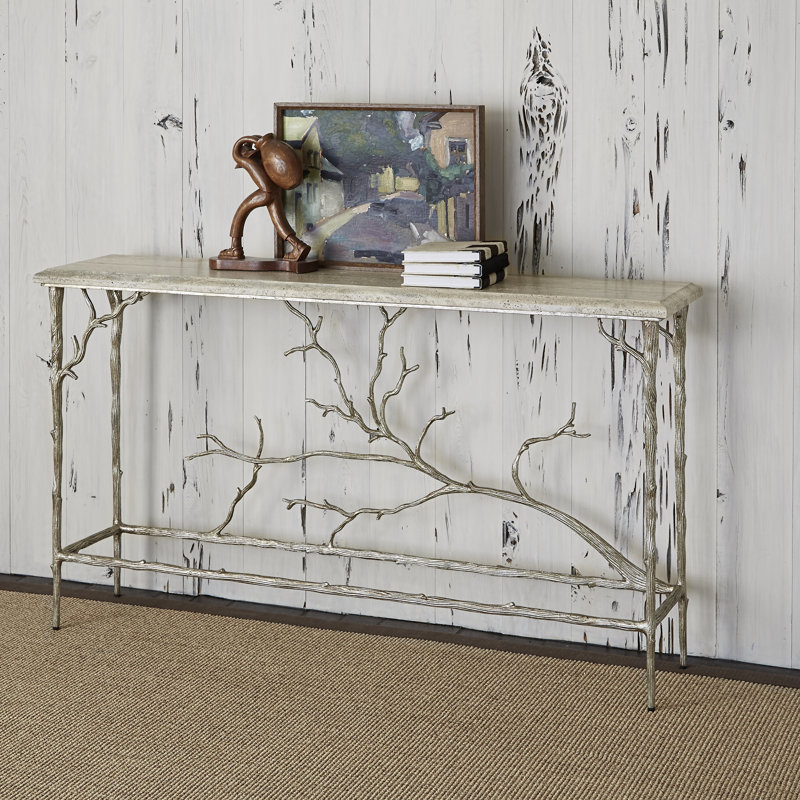 Silverleaf Branch Console Table with Travertine Top