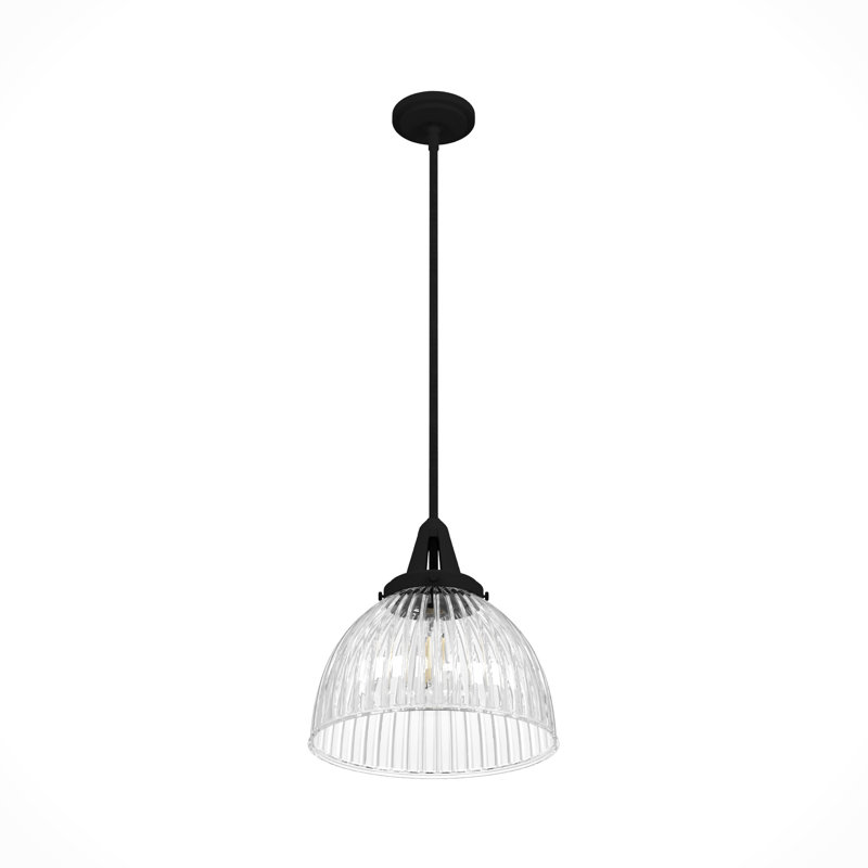Cypress Grove 13" Black Iron and Glass Pendant Light