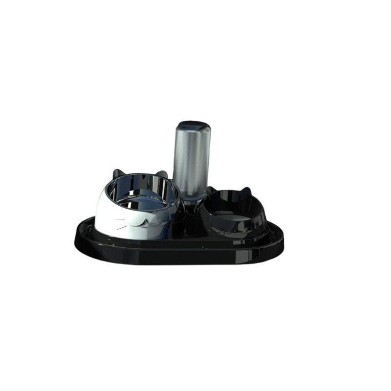 Accessoires pour boire un bol à nourriture pour chien en acier inoxydable à double cuve à double cuve, 10,23 x 6,61 x 7,09 po, noir