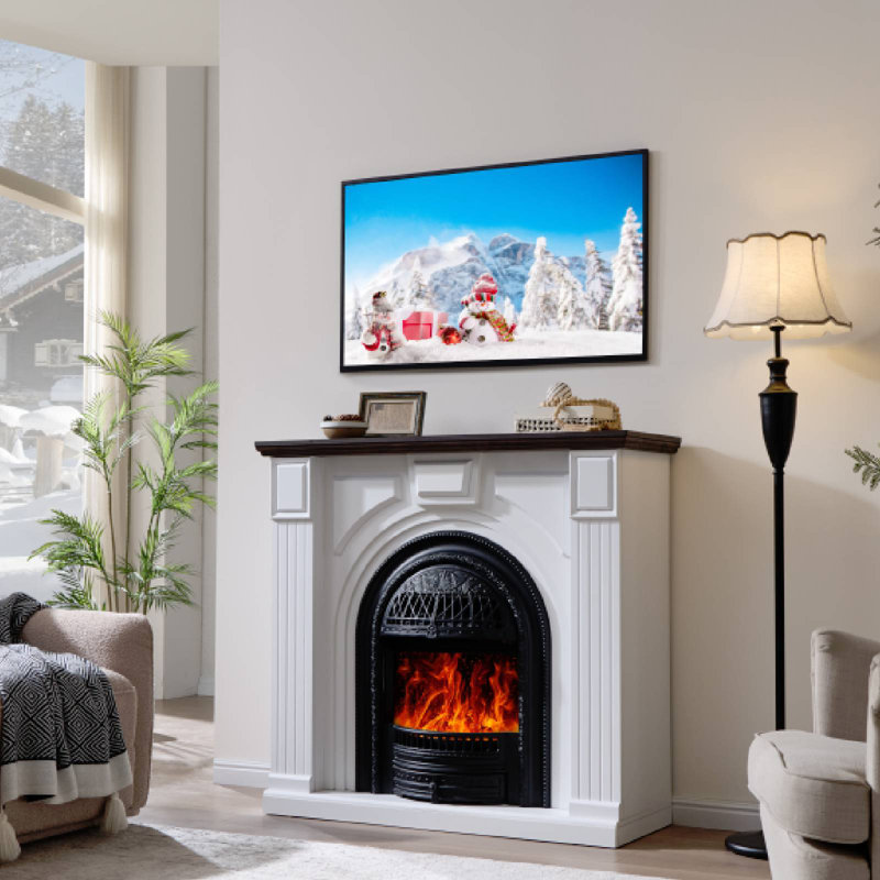 47" Electric Fireplace with Mantel, Electric Fireplace TV Stand Entertainment Center