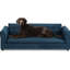 Moderne pour animal de compagnie en bleu foncé, surdimensionné avec accoudoirs pour grands chiens, conception à pattes courtes en lin bleu confortable et stable, animaux de compagnie
