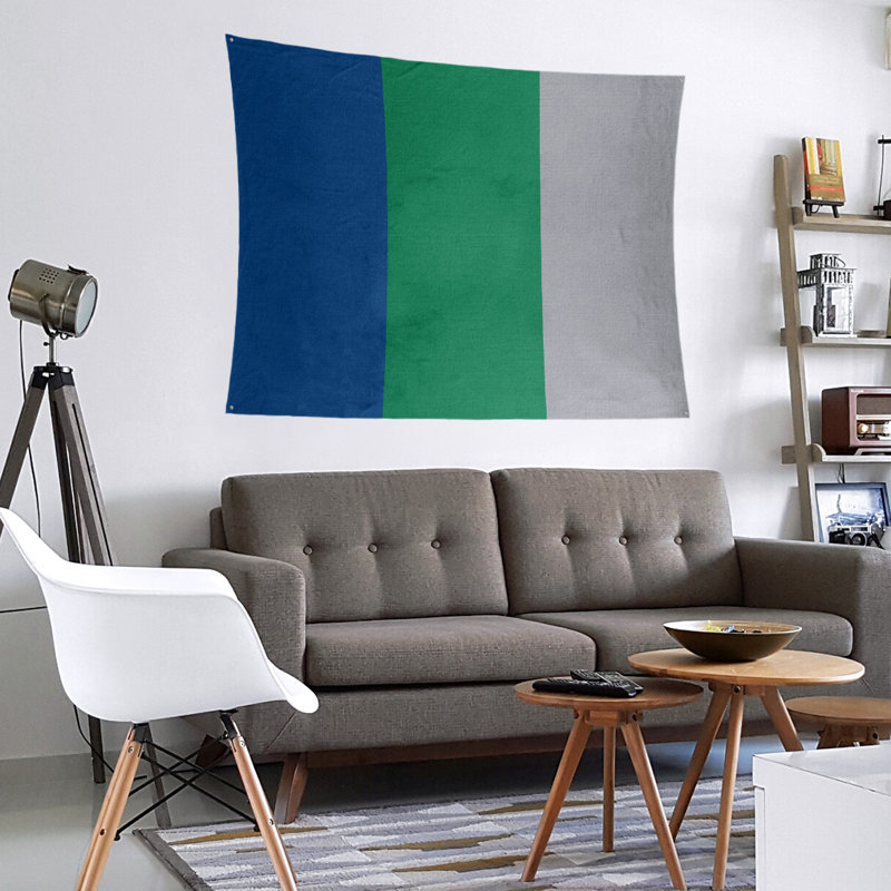 Tapisserie de polyester Vancouver, H 68 po x l 80 po, Bleu foncé / vert / gris froid