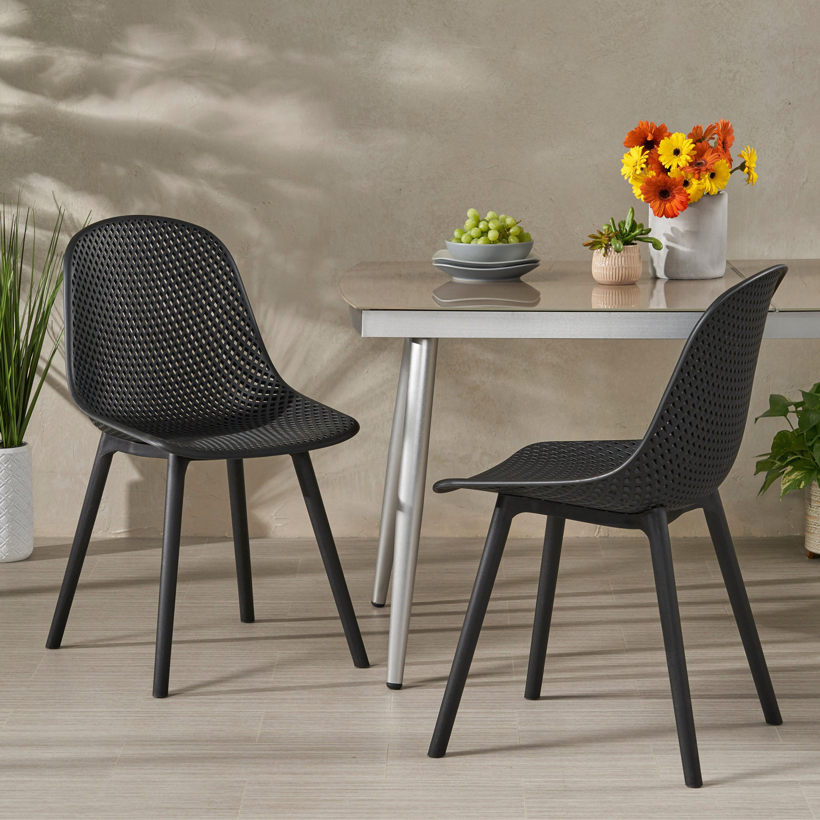 Artha Patio Side Chair, Black