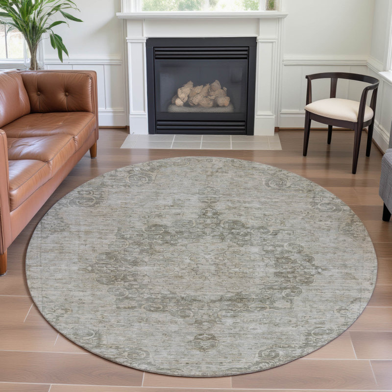Premium Machine Washable Barry AMF1238 Global Rug, Round 8'