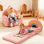 Canapé-lit pliable pour tout-petit, chaise tout-petit confortable 2-en-1 et chaise longue pour la lecture, salle de jeux, canapé pour enfants pour cadeau d'anniversaire, arc-en-ciel rosé