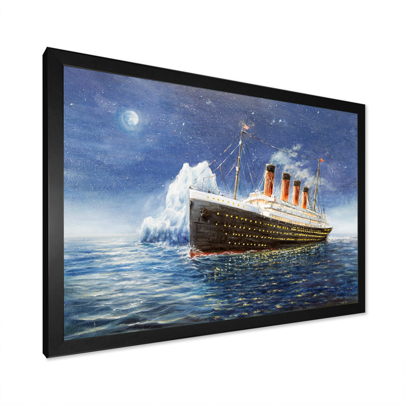 Titanic - reproduction sur toile, Toile avec cadre noir, H 12 po x l 20 po x P 1 po