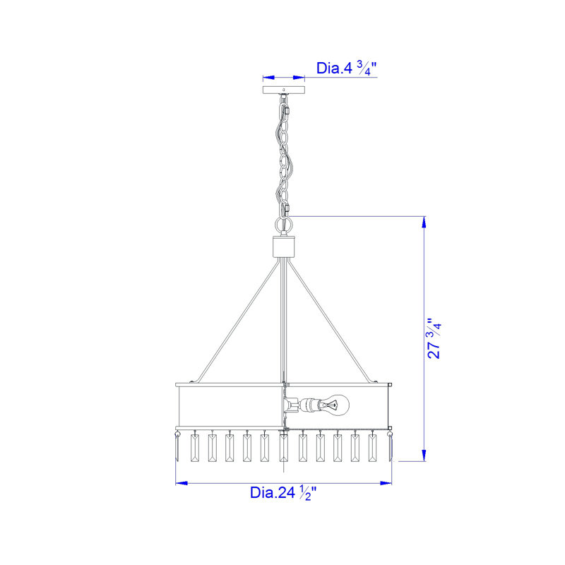 Roby 4 Light Chandelier Iron 28" H Hardwired Ceiling Lighting
