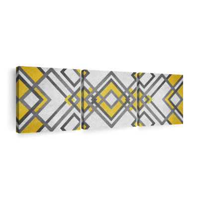 Abstract Geometric Abstract Geometric Diamond Multi Piece Canvas Print On Canvas 3 Pieces by Lulu Set