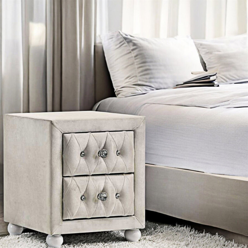 Table de chevet avec tiroir, Beige