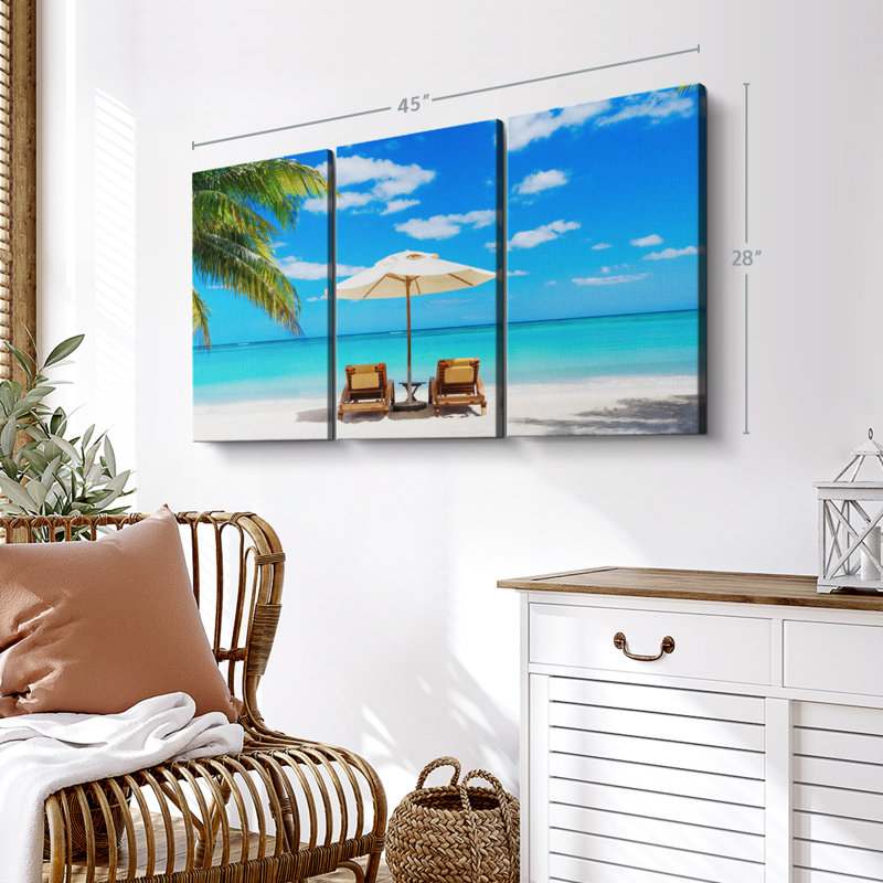 «Beach Deckchairs», 3 pièces, H 28 po x l 45 po