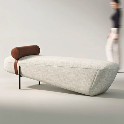 White Carbon Steel Upholstered Bench