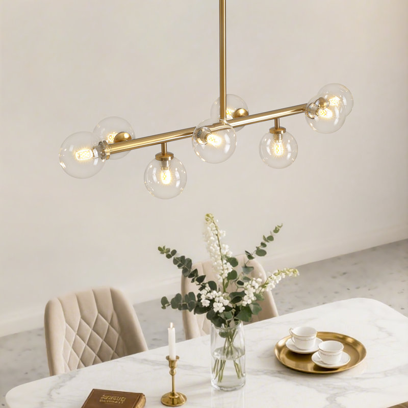 Jewellia 8 - Light Dimmable Sputnik Modern Linear Chandelier, Clear
