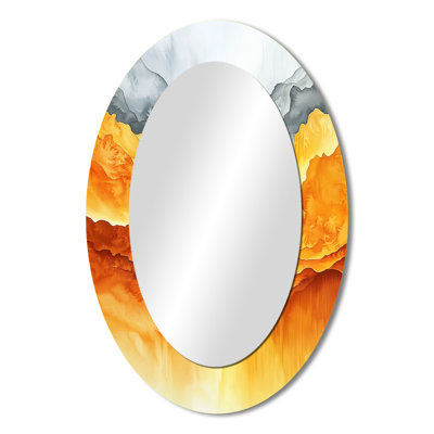 Chromatic Dance Of Silent Liquid Ink II - Modern Oval Wall Mirror