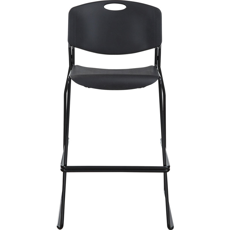 Sleek Black Steel and Acrylic Stacking Bistro Chair, Set of 2
