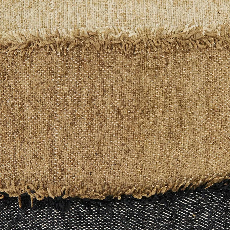 Housse de coussin en coton tissé à bande de couleur à franges l 20 po x L 20 po, Noir/naturel