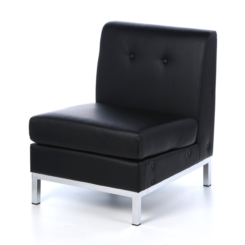 Chaise de réception en similicuir avec structure en métal l 23 po Allyce, Noir