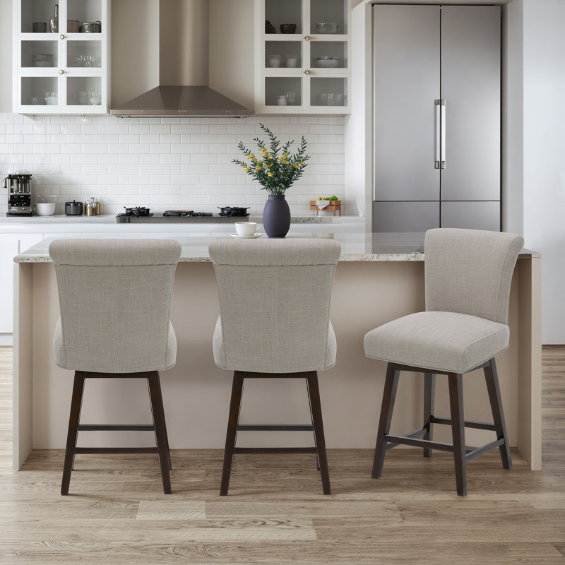 Aoibhne Swivel Upholstered Counter Stool, Flax Beige