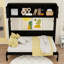 Lit escamotable double en bois avec armoires de rangement