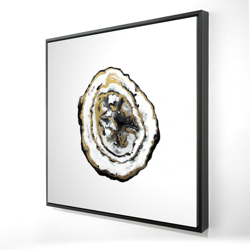 Golden Geode - Toile encadrée à formes abstraites pour la décoration intérieure, H 37,25 po x l 37,25 po