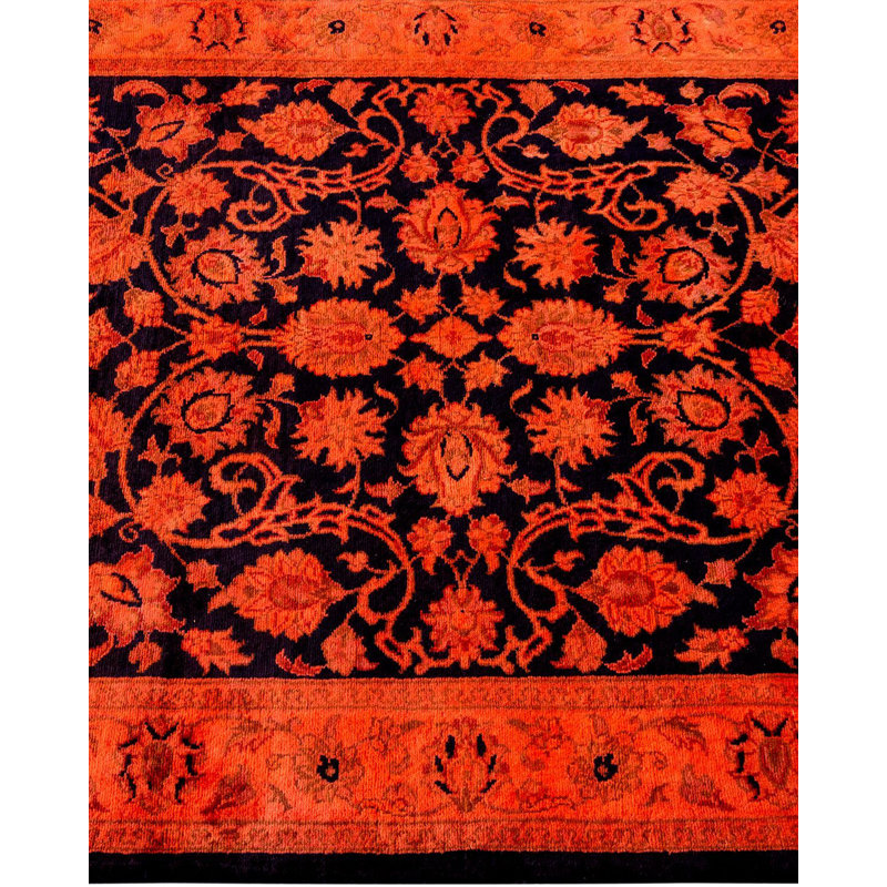 Tapis orange noué à la main de conception unique Holsworth