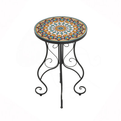 Round Ceramic Outdoor Side Tableful