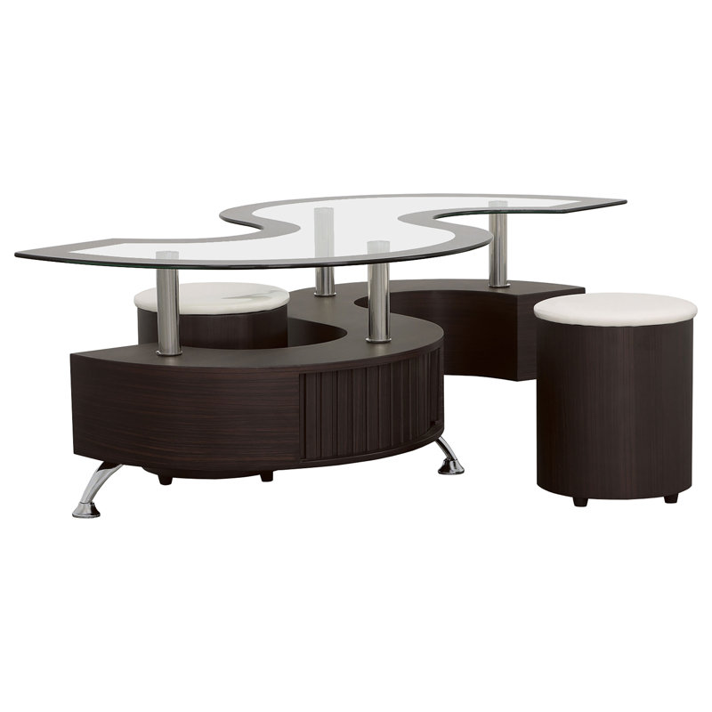 Larson Exceptional Quality - Larson Crossville 3-Piece Coffee Table And Stools Set Cappuccino