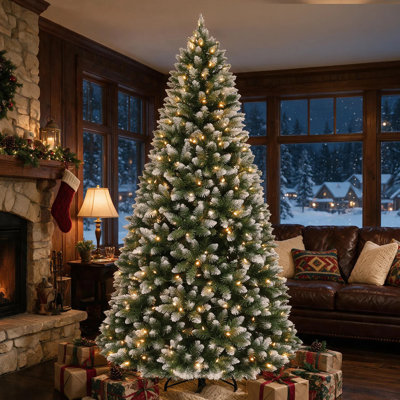 6 pi Arbre de Noël artificiel pré-éclairé avec lumières DEL blanc chaud