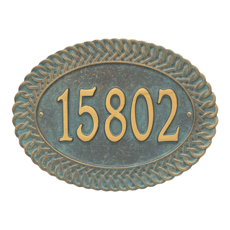 Plaque d'adresse murale standard personnalisée 1 ligne, Bronze, vert-de-gris, Oui