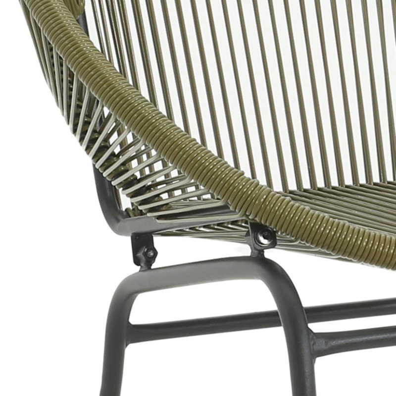 Green Metal and Rattan Modern Outdoor Patio Chairs (Set of 2)