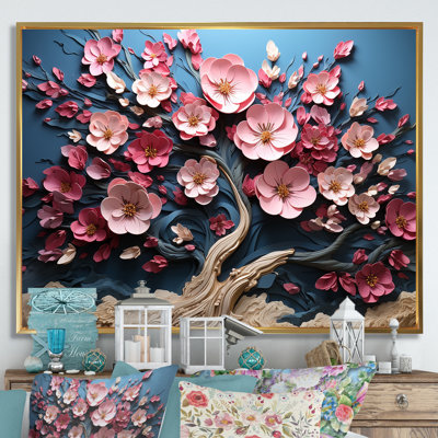 Dynamic White And Pink Petals Tree I - Tree Wall Art
