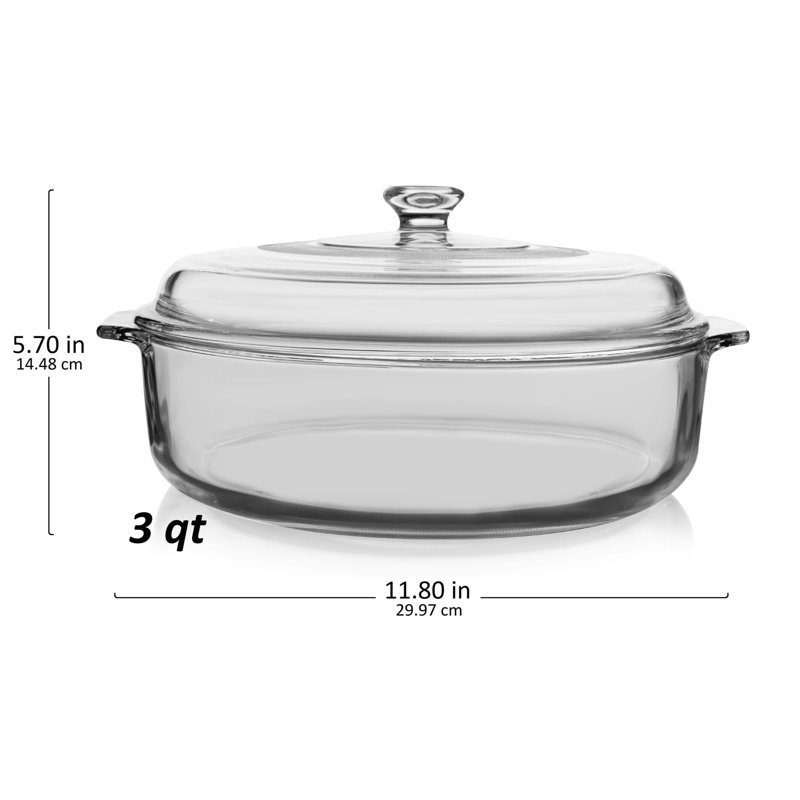 Baker's Basics Libbey Glass Casserole Dish with Cover, 3-quart