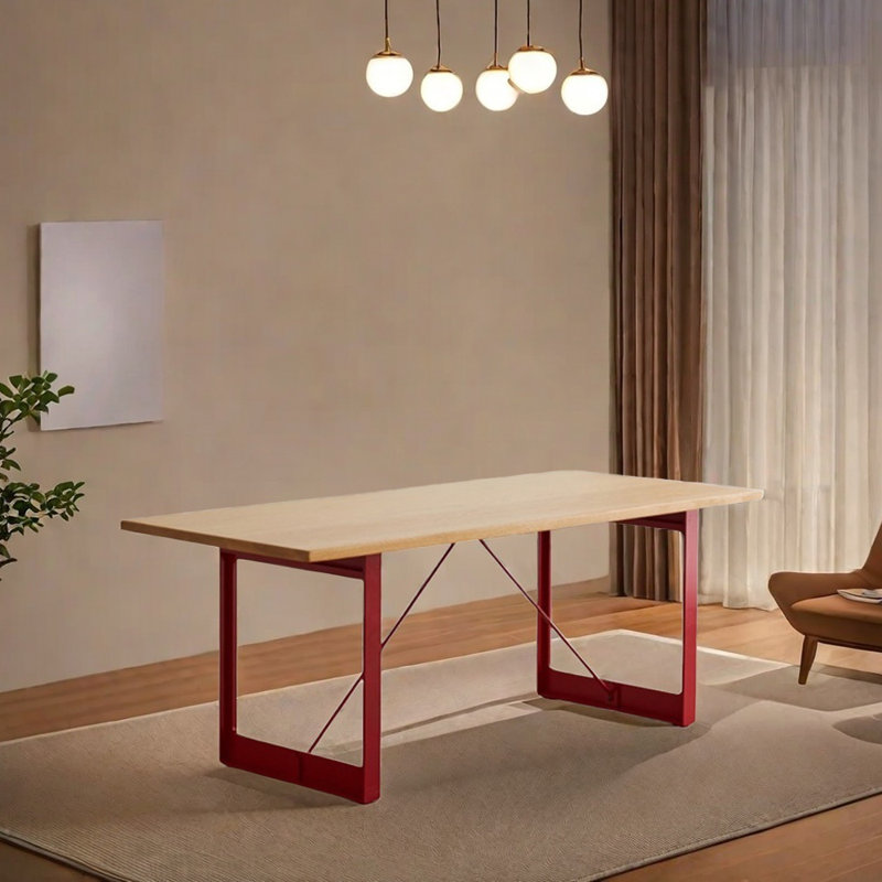 Innovative Durable Solid Wood Carbon Steel Table, 29.52"H x 94.48"L x 35.43"W