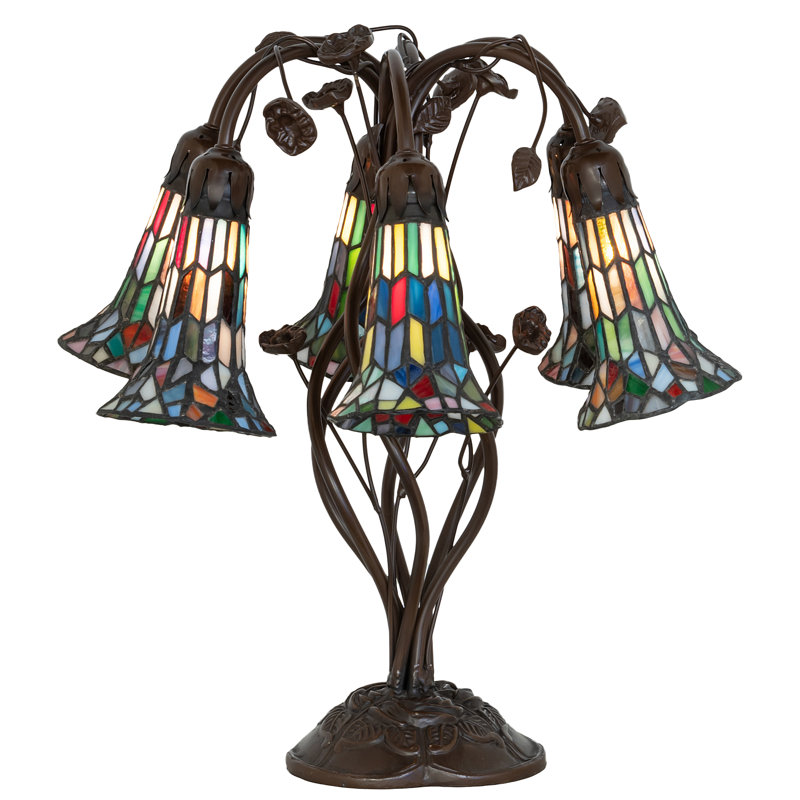 Meyda Tiffany & Stained Glass Table Lamp, Ruby/Green/Blue/Black