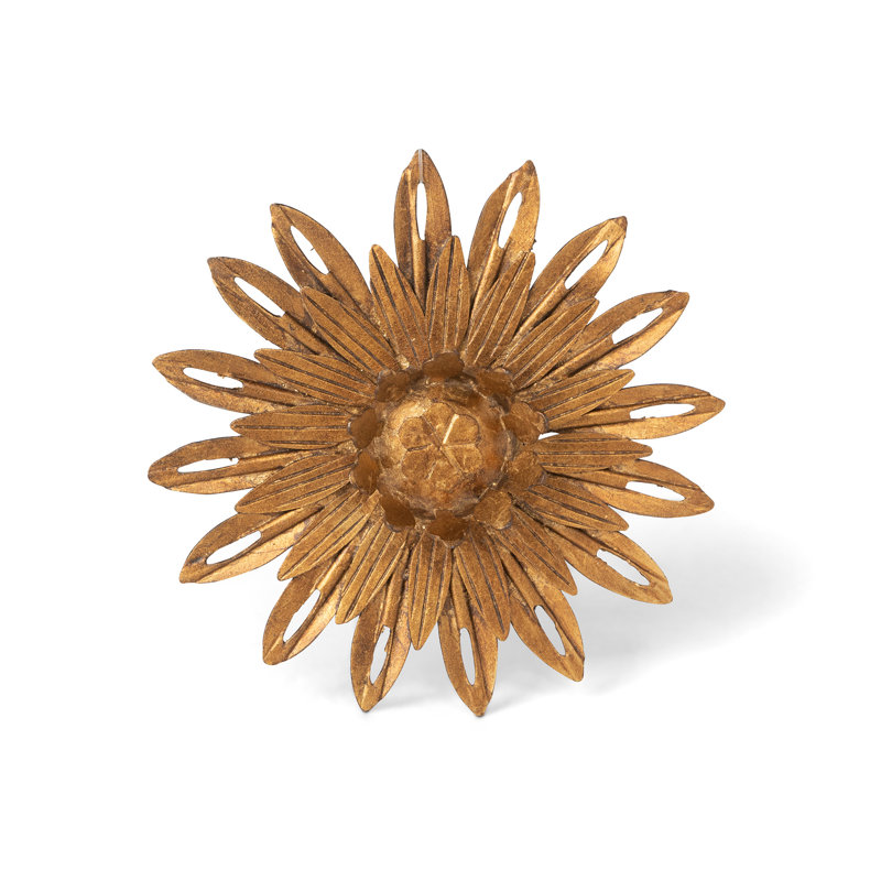 Metal Wall Decor, 6.5" H x 6.5" W x 1" D, Gold