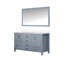 Gris foncé 60 po W Double meuble-lavabo avec comptoir en marbre de culture, miroir 58 et armoires intérieures spacieuses, gris, pour salle de bain, finition, miroir, compartiments de rangement
