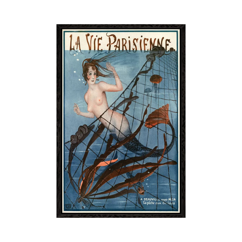 1921 La Vie Parisienne Magazine Cover - Print on Canvas, 101.6cm H x 66.04cm W x 3.81cm D, Black Floater Framed