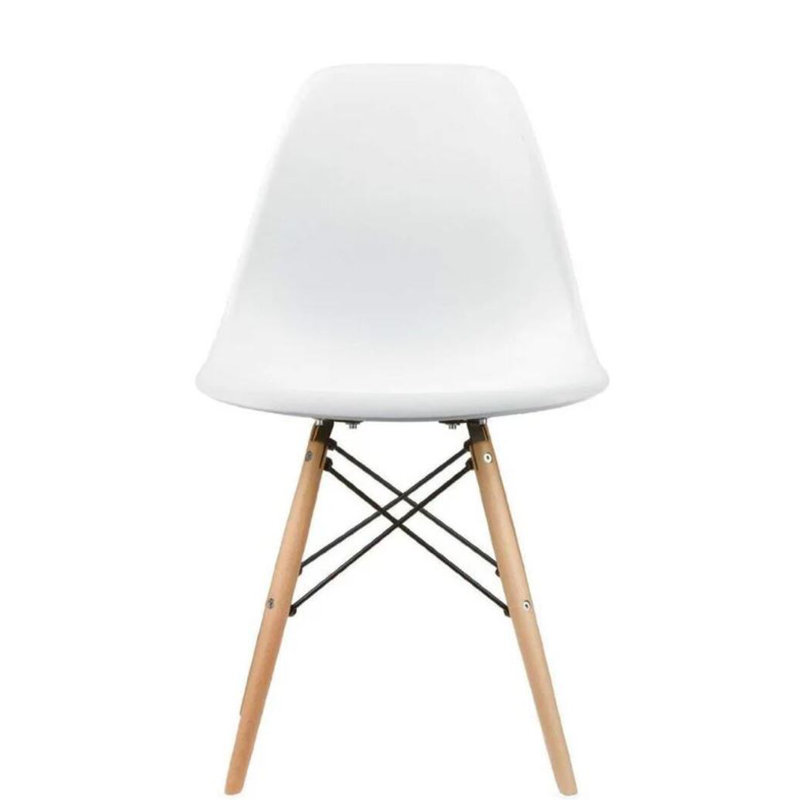 Chaise Hrileena Leffie avec pieds naturels, Blanc, Naturel