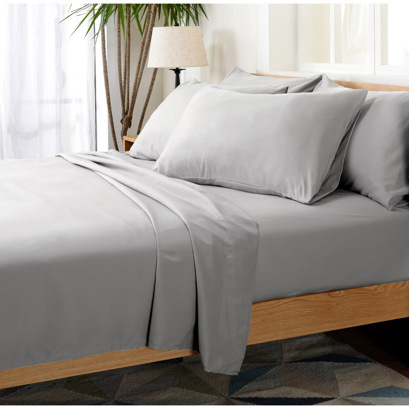 Microfiber Sheet Set, Gray, Twin XL Sheet Set with Fitted Sheet 