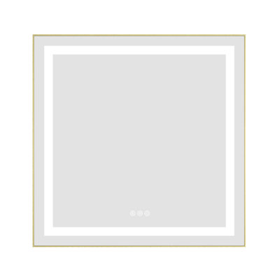 30" X Wall Mounted Vanity Mirror With Aluminum Frame, Front And Backlight, Fog, Memory, 3 Colors, Stepless Dimmable Led Bathroom In Brushed Gold, Surface For Clear Reflections Lighting, Color