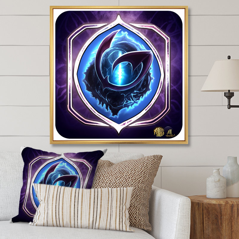 "Sceau du troisième chakra Vishuddi", reproduction sur toile, Cadre flottant doré, H 30 po x l 30 po x P 1 po