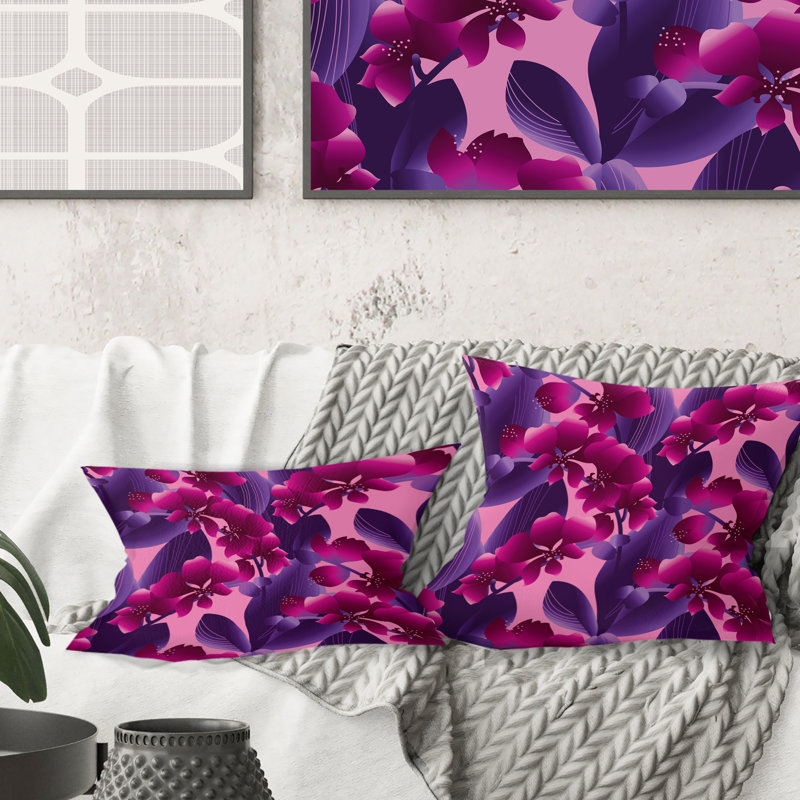 Coussin lombaire à motif coloré orchidée