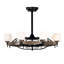 Ventilateur de plafond Dia 33 pouces pour chambre à coucher, salon, cuisine, entrée de maison de campagne, noir mat + grain de bois