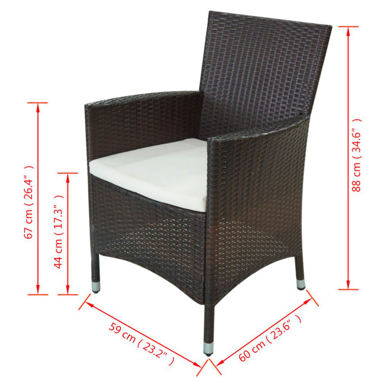 Ensemble repas rectangulaire avec coussins Kruse, 10, 98.4" L, Brown/ White