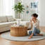 Table basse cylindrique 31,5 "à mode rétro avec relief vertical | Idée cadeau