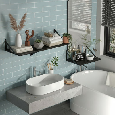 Support de rangement noir (2 pièces) en bois de couleur noire, 16,02 po x 12,02 po, avec support en métal. Support de rangement spacieux et adapté à divers cas de figure.