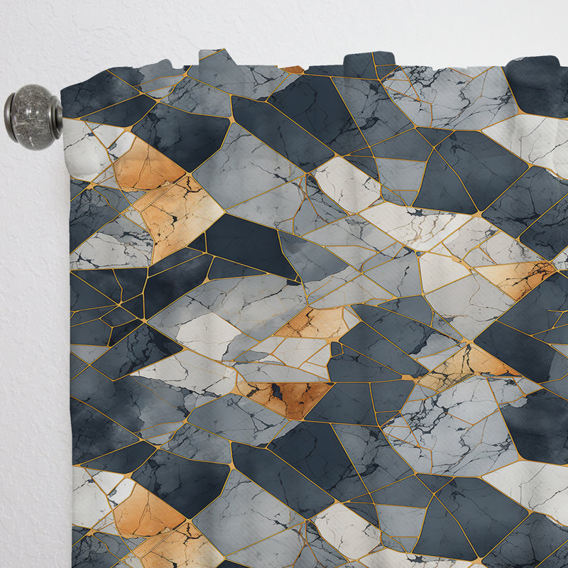 Grey Industrial Chic Marble Escape - Glam Velvet Curtain - Room Darkening - 1 Panel, 52" W x 63" L