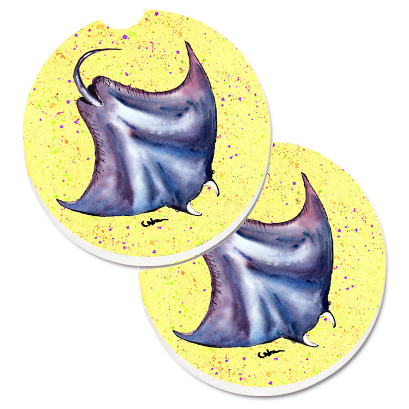 Ceramic Round 2 Piece Car Coaster Set
