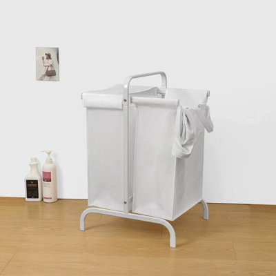 2 Laundry Hamper 110l Large Capacity, White, Cloth Basket With Lid And Sorting Cards For Clothes & Storage Capacity Lid, White Storage,