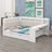 Modern Daybed System Combining Workspace, Open Shelving, and Hidden Trundle, Equipped with Smart Charging Ports and Customizable LED Lights-1214415386
